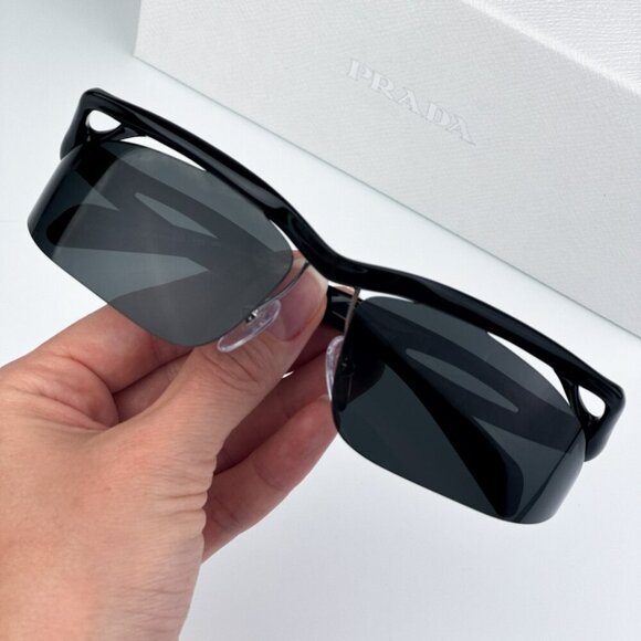Prada PRA25S 1AB5S0 BRAND NEW Sunglasses Black Dark Grey Cat Eye Unisex - Picture 1 of 13